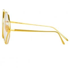 Linda Farrow Fawcet Hexagon Optical Frame In Yellow Gold 8 Linda Farrow Fawcet Hexagon Optical Frame In Yellow Gold