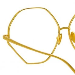 Linda Farrow Fawcet Hexagon Optical Frame In Yellow Gold 9 Linda Farrow Fawcet Hexagon Optical Frame In Yellow Gold