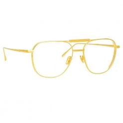 Linda Farrow Wilder Aviator Optical Frame In Yellow Gold