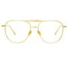 Linda Farrow Wilder Aviator Optical Frame In Yellow Gold