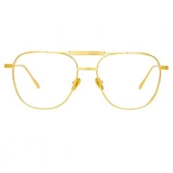Linda Farrow Wilder Aviator Optical Frame In Yellow Gold