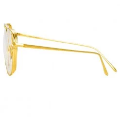 Linda Farrow Wilder Aviator Optical Frame In Yellow Gold