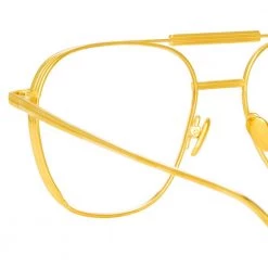Linda Farrow Wilder Aviator Optical Frame In Yellow Gold