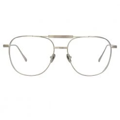 Linda Farrow Wilder Aviator Optical Frame In White Gold
