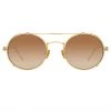 Linda Farrow Jimi Oval Sunglasses In Yellow Gold