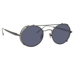 Linda Farrow Jimi Oval Sunglasses In Nickel