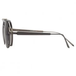 Linda Farrow Jimi Oval Sunglasses In Nickel