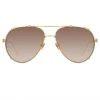 Linda Farrow Newman Aviator Sunglasses In Yellow Gold Women's