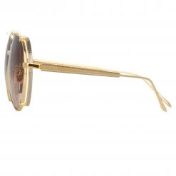 Linda Farrow Newman Aviator Sunglasses In Yellow Gold Women's