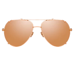 Linda Farrow Women's Newman Aviator Sunglasses In Rose Gold
