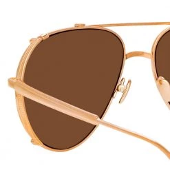 Linda Farrow Women's Newman Aviator Sunglasses In Rose Gold