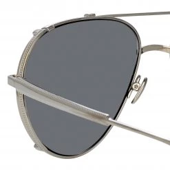 Linda Farrow Women's Newman Aviator Sunglasses In White Gold