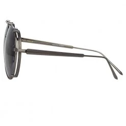 Linda Farrow Newman Aviator Sunglasses In Nickel Women's 7 Linda Farrow Newman Aviator Sunglasses In Nickel Women's