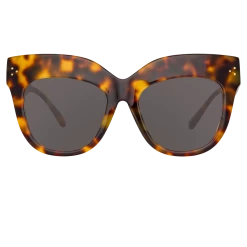 LINDA FARROW (U.K.) Women's The Dunaway | Oversized Sunglasses In Tortoiseshell Frame (C2)