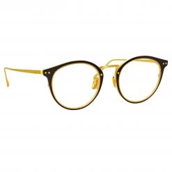 LINDA FARROW UK The Cooper | Oval Optical Frame In Black And Yellow Gold (C4)