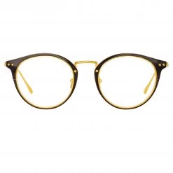 LINDA FARROW UK The Cooper | Oval Optical Frame In Black And Yellow Gold (C4)