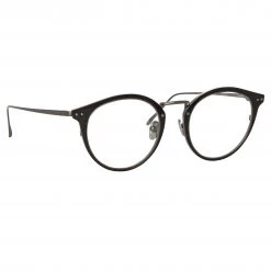 LINDA FARROW UK The Cooper | Oval Optical Frame In Black And Nickel (C5)