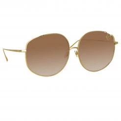 Linda Farrow Marisa Oversized Sunglasses In Yellow Gold Women's