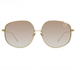 Linda Farrow Marisa Oversized Sunglasses In Yellow Gold Women's