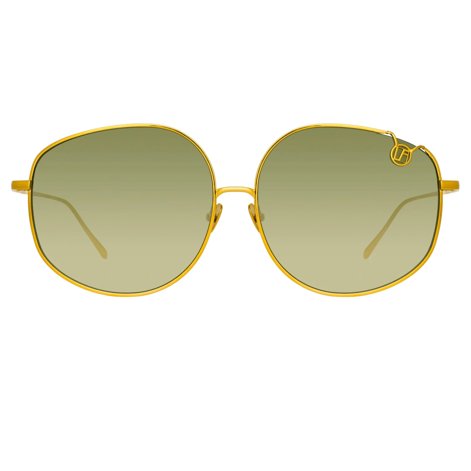 Linda Farrow Marisa Oversized Sunglasses In Yellow Gold And Green 1 Linda Farrow Marisa Oversized Sunglasses In Yellow Gold And Green