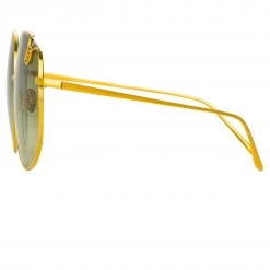 Linda Farrow Marisa Oversized Sunglasses In Yellow Gold And Green 7 Linda Farrow Marisa Oversized Sunglasses In Yellow Gold And Green