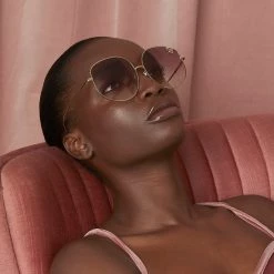 Linda Farrow Women's Marisa Oversized Sunglasses In Light Gold And Burgundy