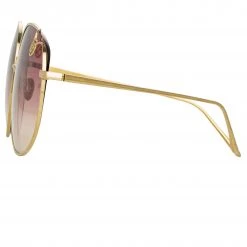 Linda Farrow Women's Marisa Oversized Sunglasses In Light Gold And Burgundy