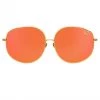 LINDA FARROW (U.K.) Marisa Oversized Sunglasses In Yellow Gold And Red