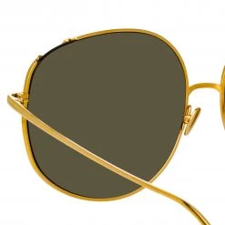 LINDA FARROW (U.K.) Marisa Oversized Sunglasses In Yellow Gold And Red