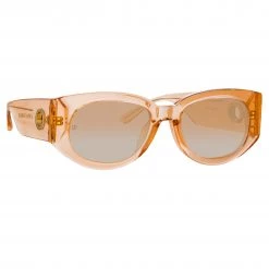 LINDA FARROW (U.K.) Women's Debbie D-Frame Sunglasses In Peach