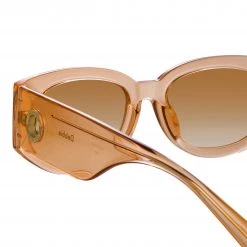 LINDA FARROW (U.K.) Women's Debbie D-Frame Sunglasses In Peach