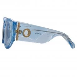 LINDA FARROW (U.K.) Debbie D-Frame Sunglasses In Blue