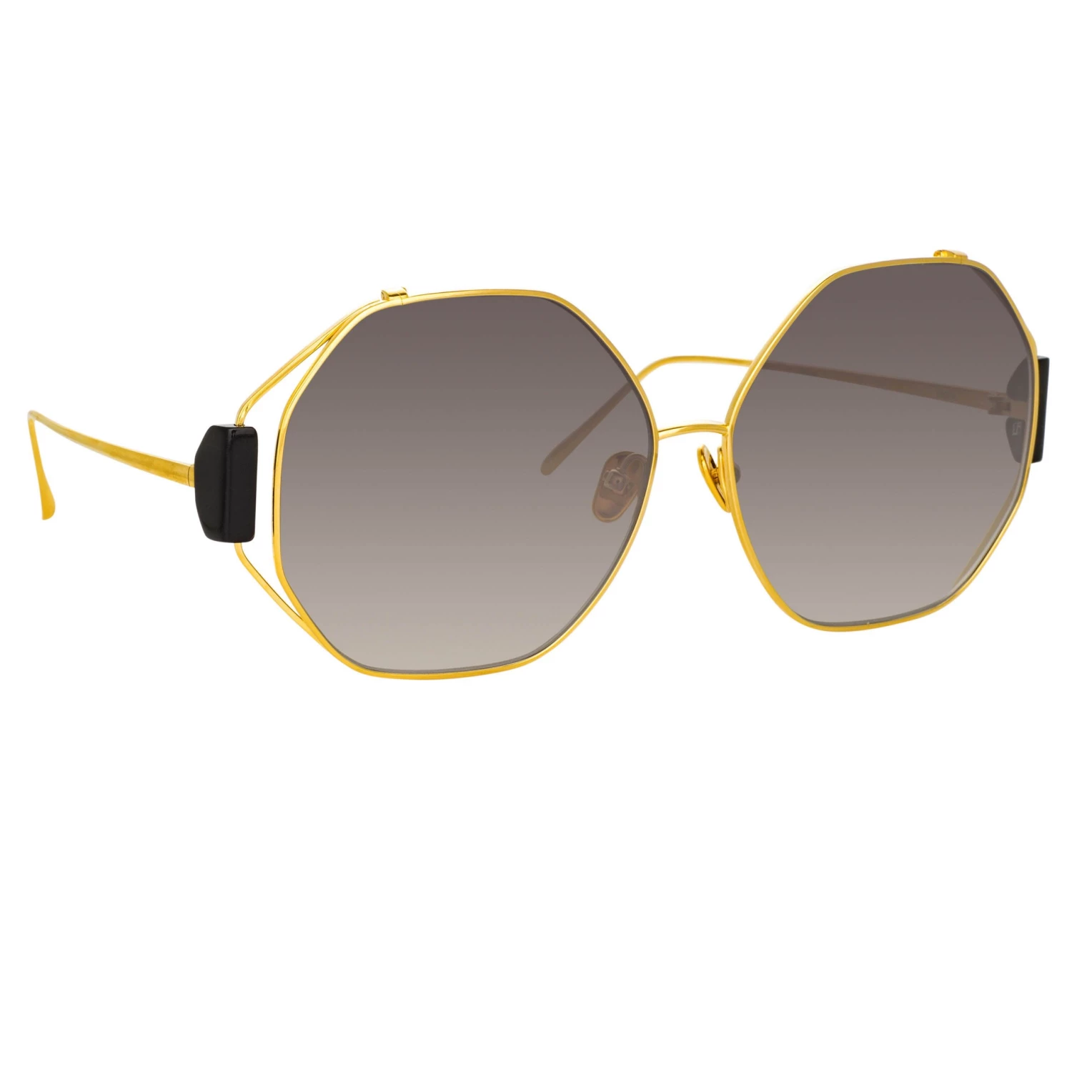 Linda Farrow Women's Marie Oversized Sunglasses In Yellow Gold And Grey 2 Linda Farrow Women's Marie Oversized Sunglasses In Yellow Gold And Grey