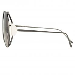 Linda Farrow Marie Oversized Sunglasses In Nickel