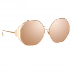 Linda Farrow Marie Oversized Sunglasses In Rose Gold Women's