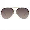LINDA FARROW UK Women's Dee Aviator Sunglasses In Yellow Gold And Grey