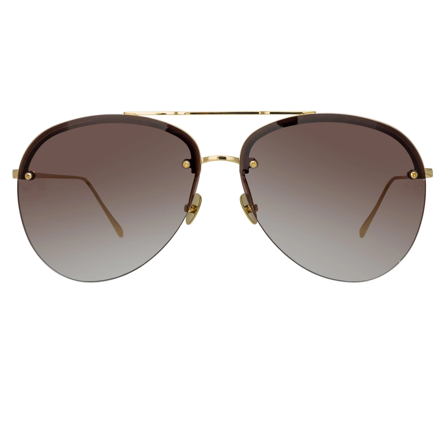 LINDA FARROW UK Dee Aviator Sunglasses In Light Gold And Grey 1 LINDA FARROW UK Dee Aviator Sunglasses In Light Gold And Grey