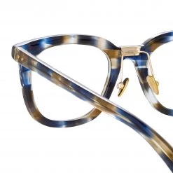 LINDA FARROW (U.K.) Burton Optical D-Frame In Blue Tortoiseshell
