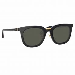 LINDA FARROW (U.K.) Burton D-Frame Sunglasses In Black