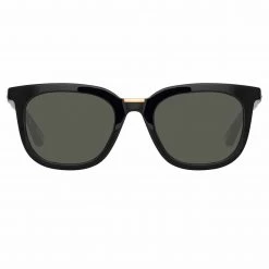 LINDA FARROW (U.K.) Burton D-Frame Sunglasses In Black