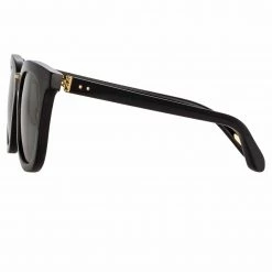 LINDA FARROW (U.K.) Burton D-Frame Sunglasses In Black
