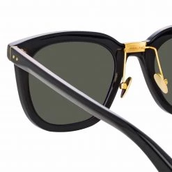 LINDA FARROW (U.K.) Burton D-Frame Sunglasses In Black