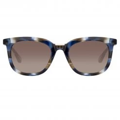 LINDA FARROW (U.K.) Burton D-Frame Sunglasses In Blue Tortoiseshell Women's