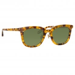 LINDA FARROW (U.K.) Women's Burton D-Frame Sunglasses In Tobacco Tortoiseshell