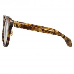 LINDA FARROW (U.K.) The LINDA FARROW Spring/Summer '22 Collection Fletcher Optical Angular Frame In Tobacco Tortoiseshell