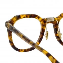 LINDA FARROW (U.K.) The LINDA FARROW Spring/Summer '22 Collection Fletcher Optical Angular Frame In Tobacco Tortoiseshell