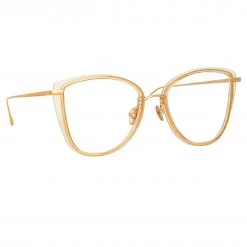 LINDA FARROW UK Liza Cat Eye Optical Frame In Ash And Rose Gold