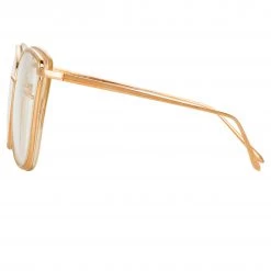 LINDA FARROW UK Liza Cat Eye Optical Frame In Ash And Rose Gold
