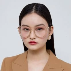LINDA FARROW UK Liza Cat Eye Optical Frame In Ash And Rose Gold