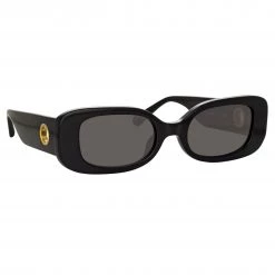LINDA FARROW UK Women's Lola Rectangular Sunglasses In Black